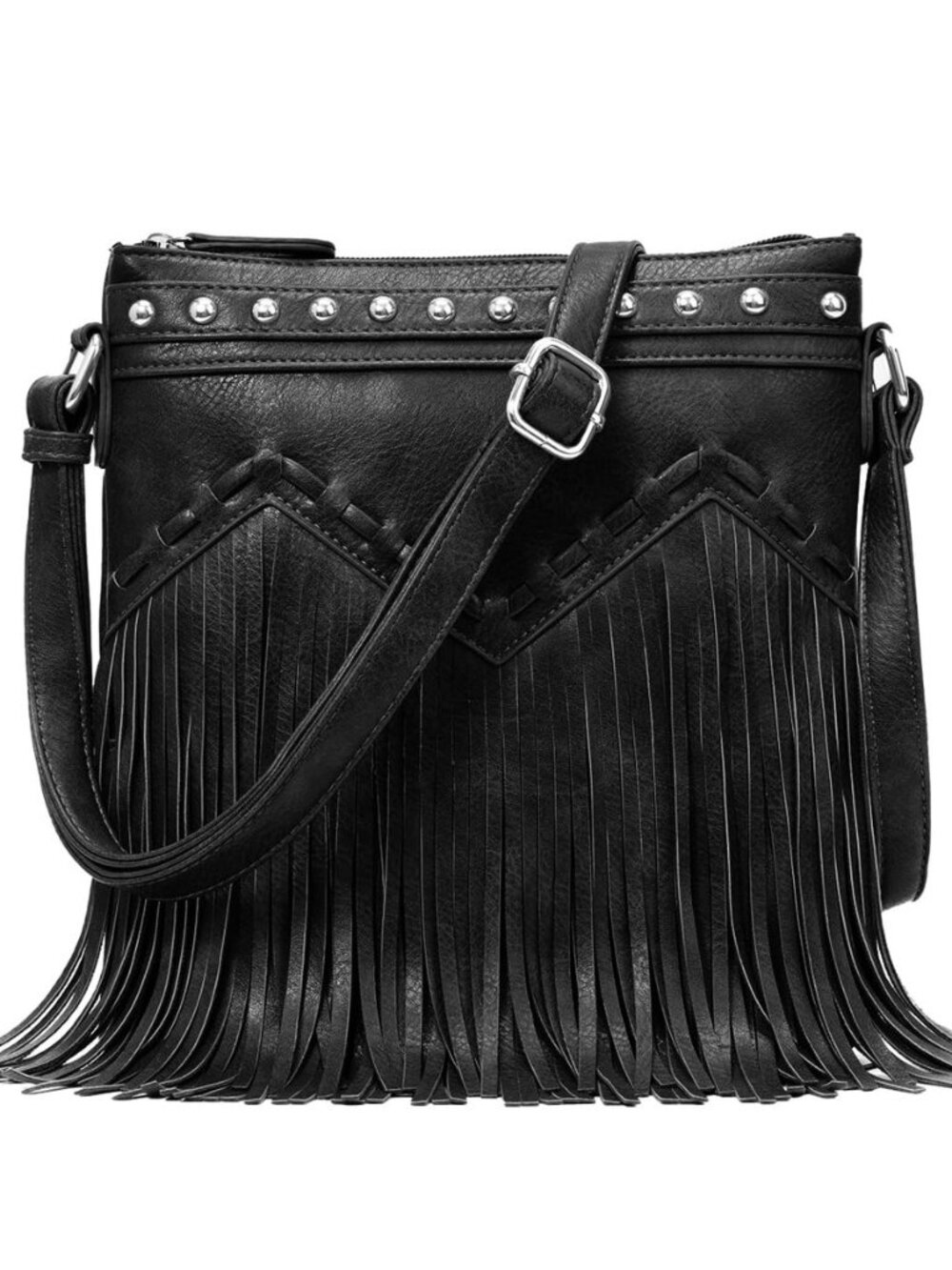 Fringe Crossbody Bag with Rivets, Western Tassel Purse